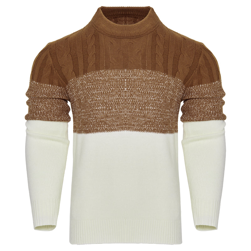 Men's Casual Cable Knit Pullover Sweater - WOMONA.COM