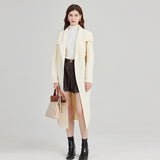 Large Twist Lapel Sweater Coat With Belt