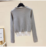 Vintage stitching fake two short knit sweaters - WOMONA.COM