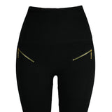 High-waisted Tight Pants Tummy Control Zipper Leggings - WOMONA.COM