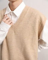 Men's V-neck Fashionable Jacket Sweater Vest Wool - WOMONA.COM