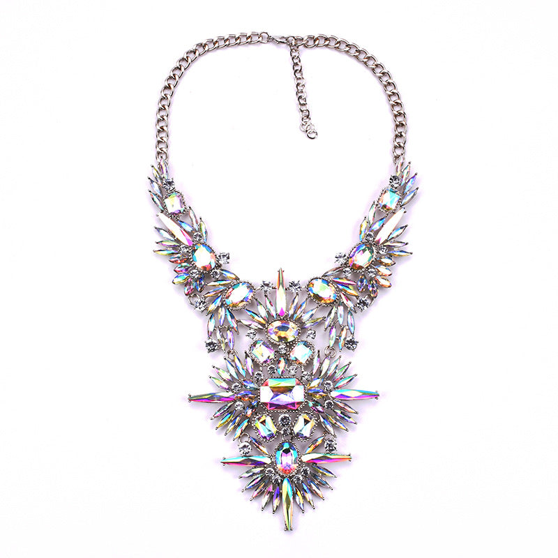 Exaggerated Short Alloy Diamond Necklace - WOMONA.COM