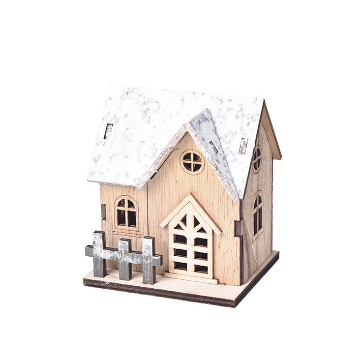 LED Luminous Wooden Christmas Small House - WOMONA.COM