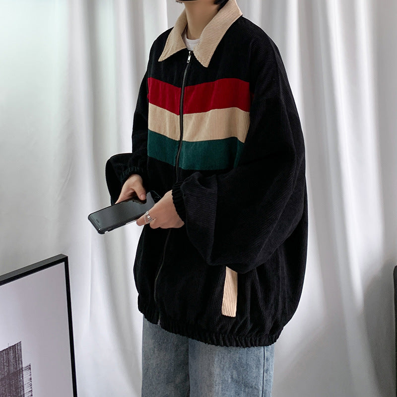 Men's black contrast corduroy jacket