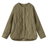 Loose Round Neck Quilted Jacket