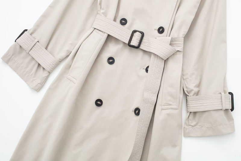 Women's Loose Long Trench Coat And Overcoat With Strap