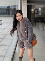 Fox Fur Short Goose Down Young Coat For Women - WOMONA.COM