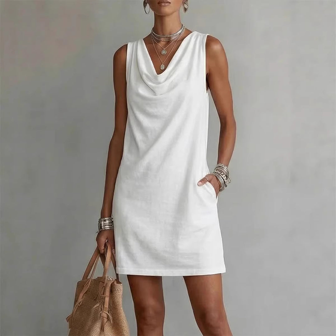 Women's draped-neck sleeveless dress – product image 1