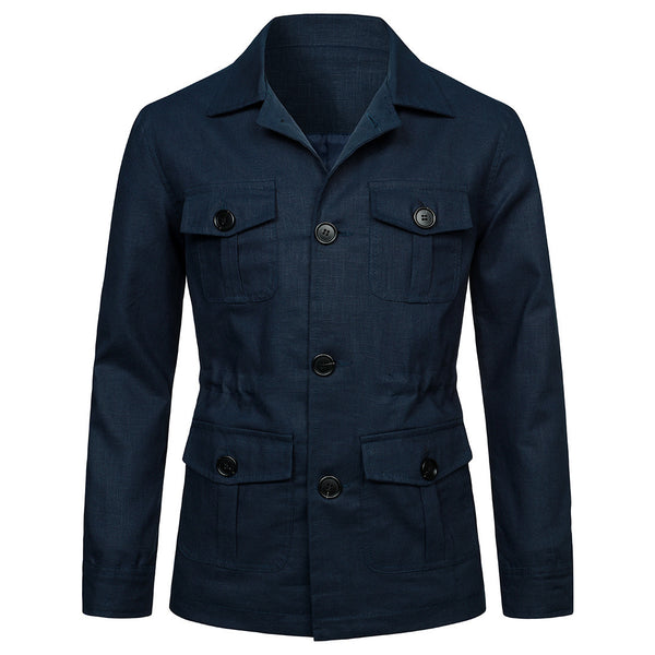 Lapel Multi-pocket Workwear Jacket Men