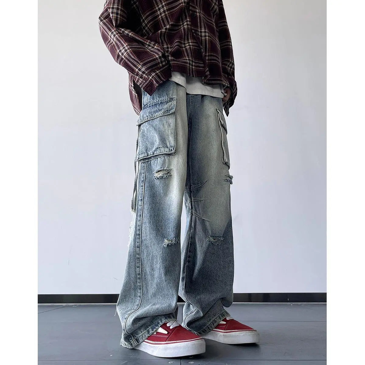 Tooling Straight-leg Trousers Loose Trendy All-match - WOMONA.COM