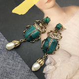 White Pearl Retro Drop Earrings - WOMONA.COM