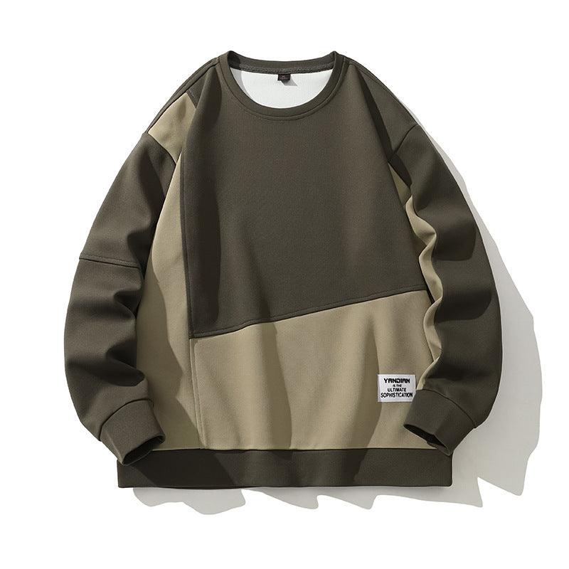 Composite Stitching Contrast Color Sweatshirt Men's - WOMONA.COM