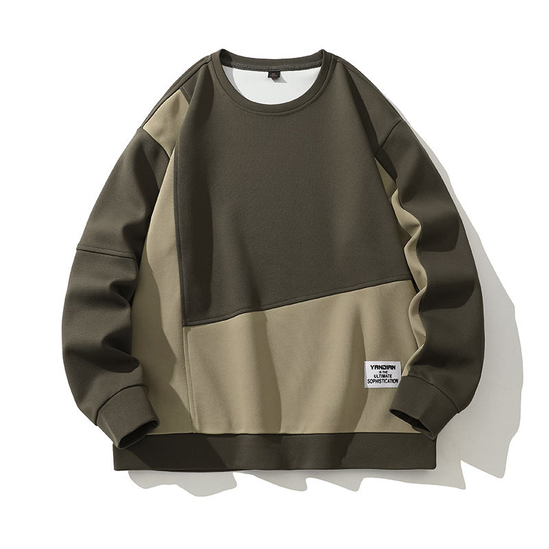 Composite Stitching Contrast Color Sweatshirt Men's