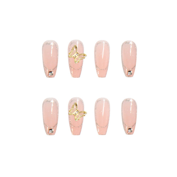 Japanese-style Armor Long Broken Diamond Streamer Fake Nails - WOMONA.COM