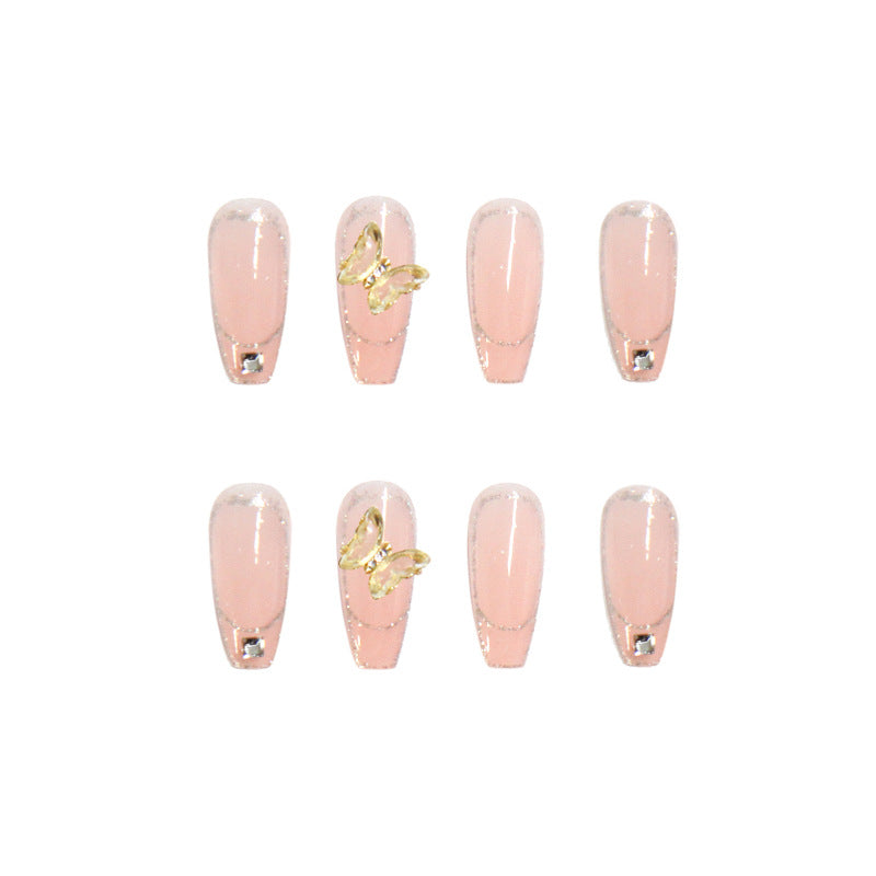 Japanese-style Armor Long Broken Diamond Streamer Fake Nails - WOMONA.COM