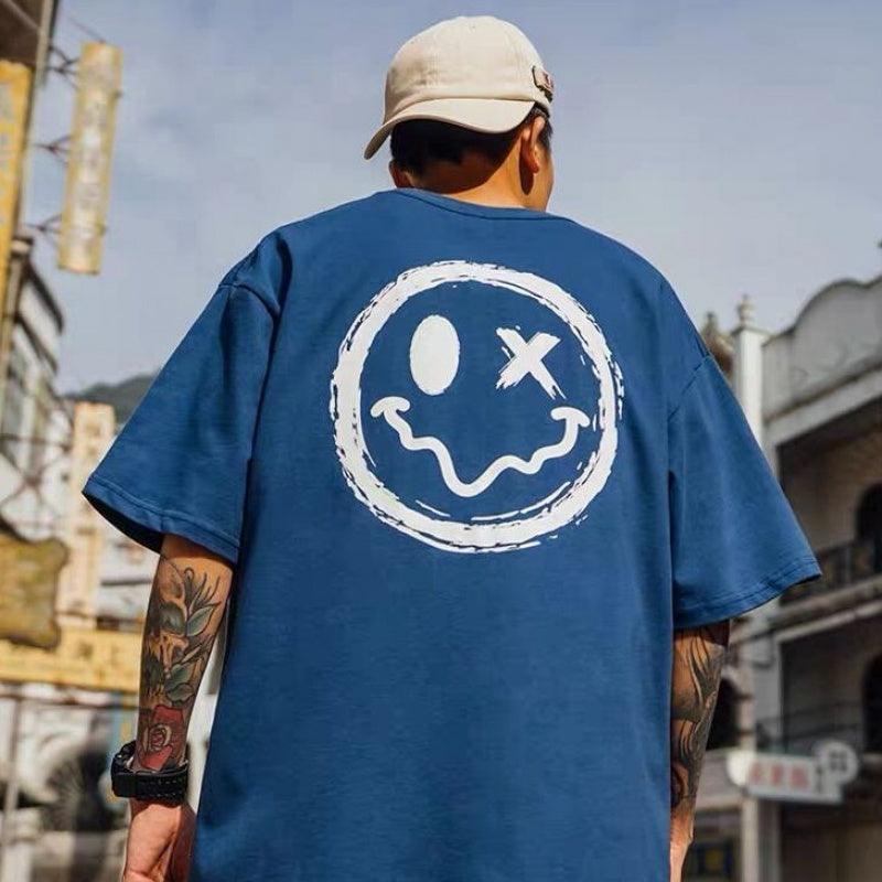 Smiley T-shirt men short sleeve - WOMONA.COM