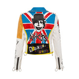 Personalized Graffiti Print Motorcycle Leather Jacket - WOMONA.COM