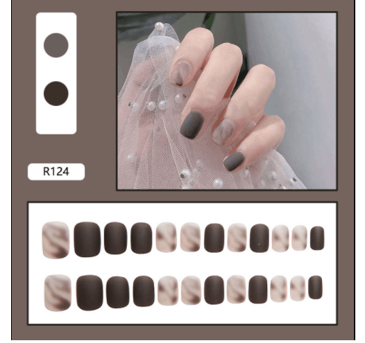 Fake Nails Press On Short Reusable With Designs - WOMONA.COM