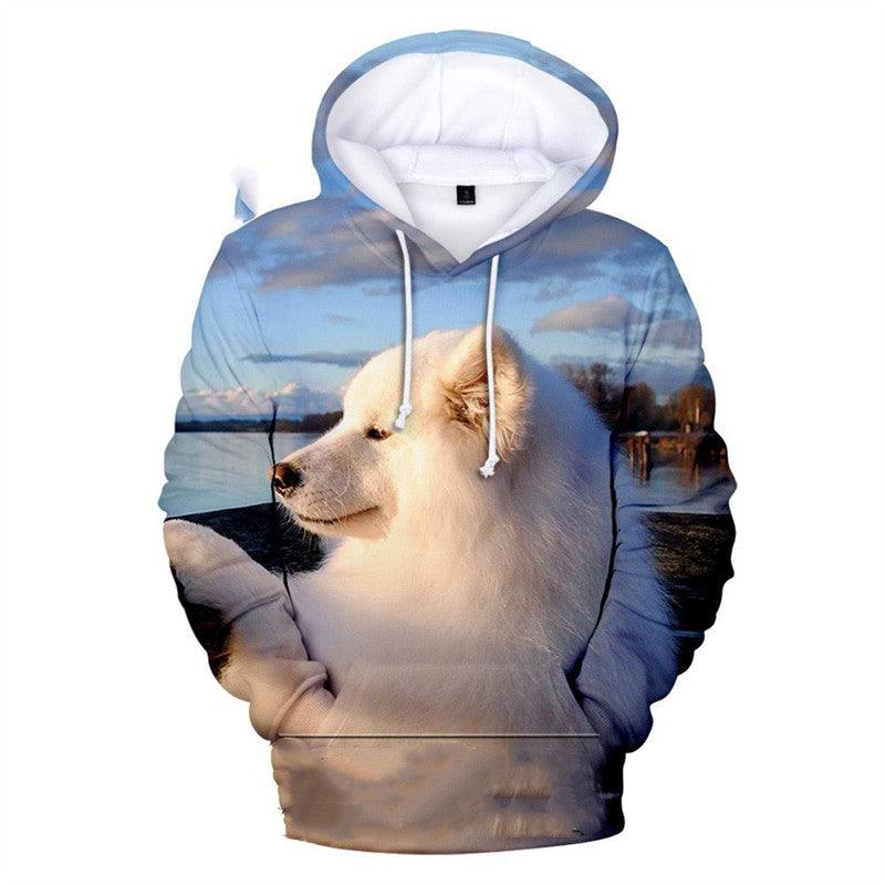 Fall Pullover Hoodie Pitbull Pattern Casual Top - WOMONA.COM