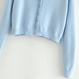 Fashion Solid Color V-neck Sweater Cardigan - WOMONA.COM
