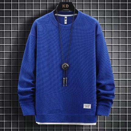 Waffle Casual Sports Round Neck Sweater - WOMONA.COM