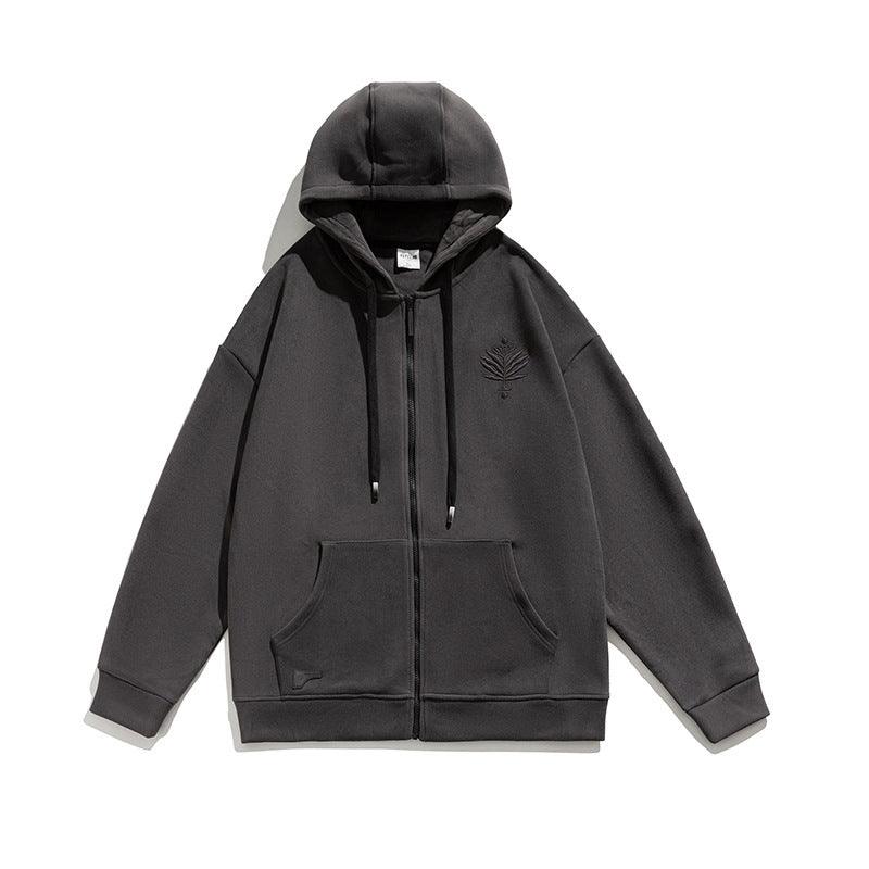 Embroidered Loose Sports Zipper Jacket - WOMONA.COM