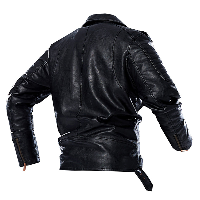 Large Size Suit Parker Leather Jacket - WOMONA.COM