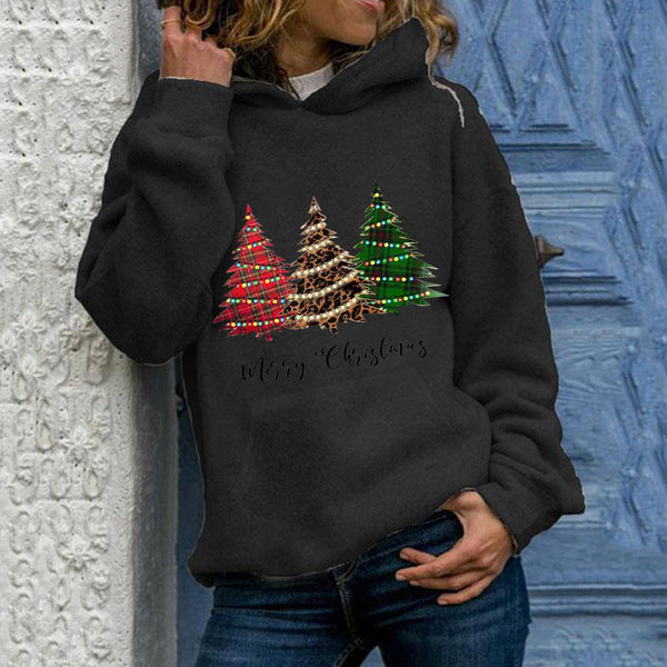 Christmas tree hooded sweater large size loose top - WOMONA.COM