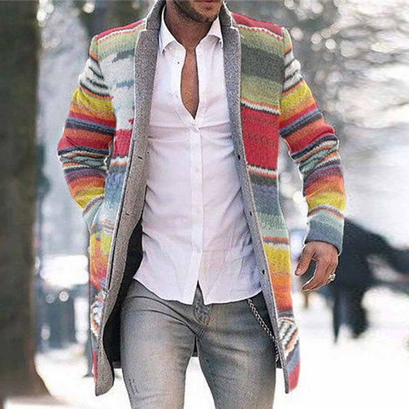 Mid-length Cardigan Casual Trench Coat Men - WOMONA.COM