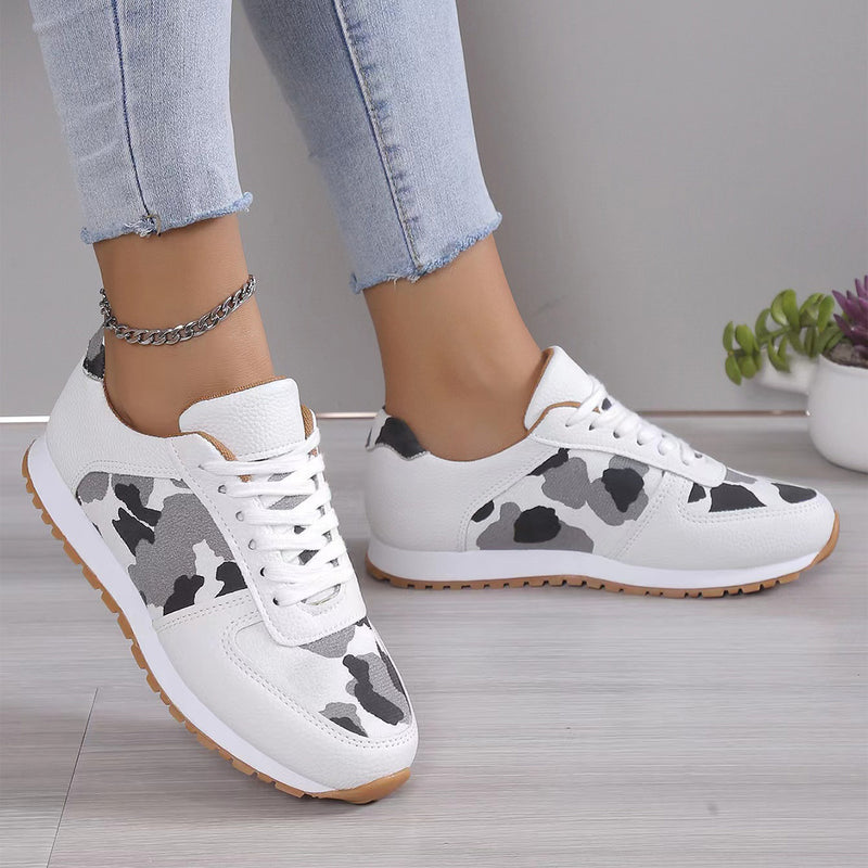 Zapatos deportivos con cordones y estampado de leopardo de moda para mujer