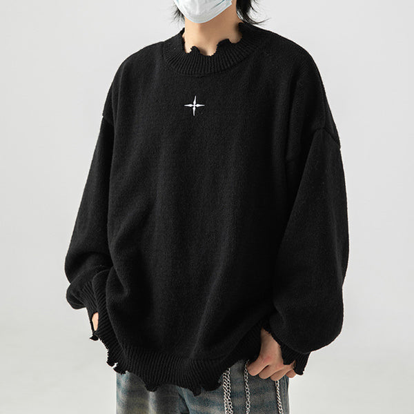 Irregular Raw Hem Sweater Men's And Women's Knitwear - WOMONA.COM