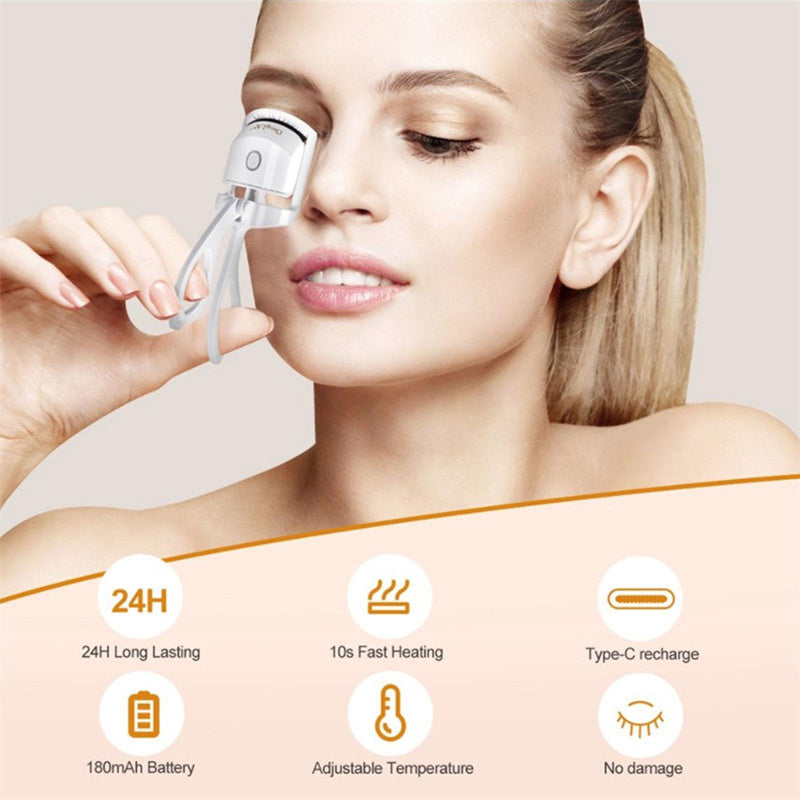 Heated Eyelash Curler Electric Temperature Control Mini Eyelash Curler Electric Portable Charging - WOMONA.COM