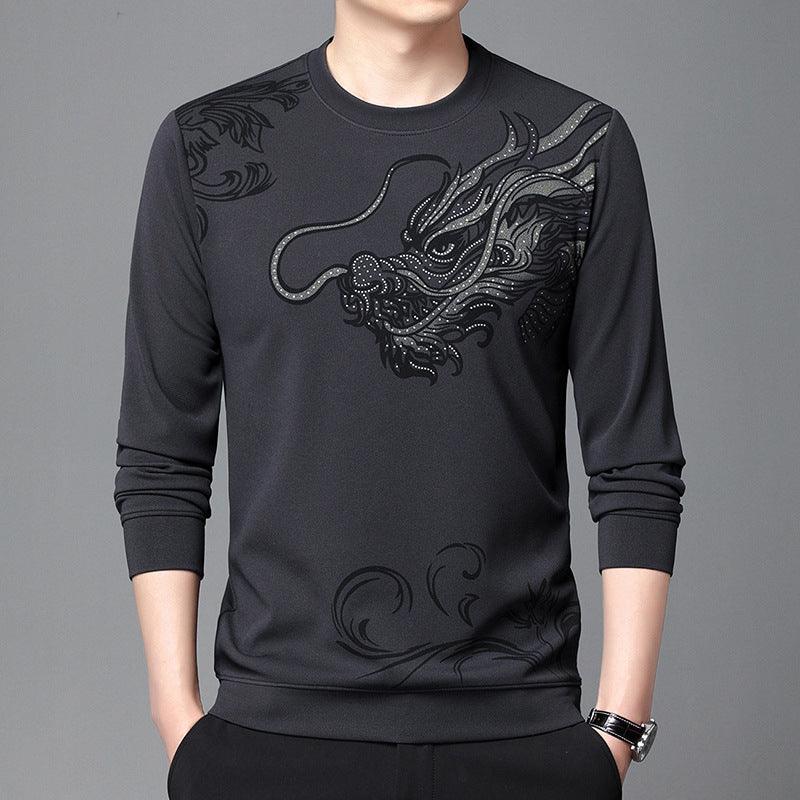 Round Neck Flocking Casual T-shirt Men - WOMONA.COM