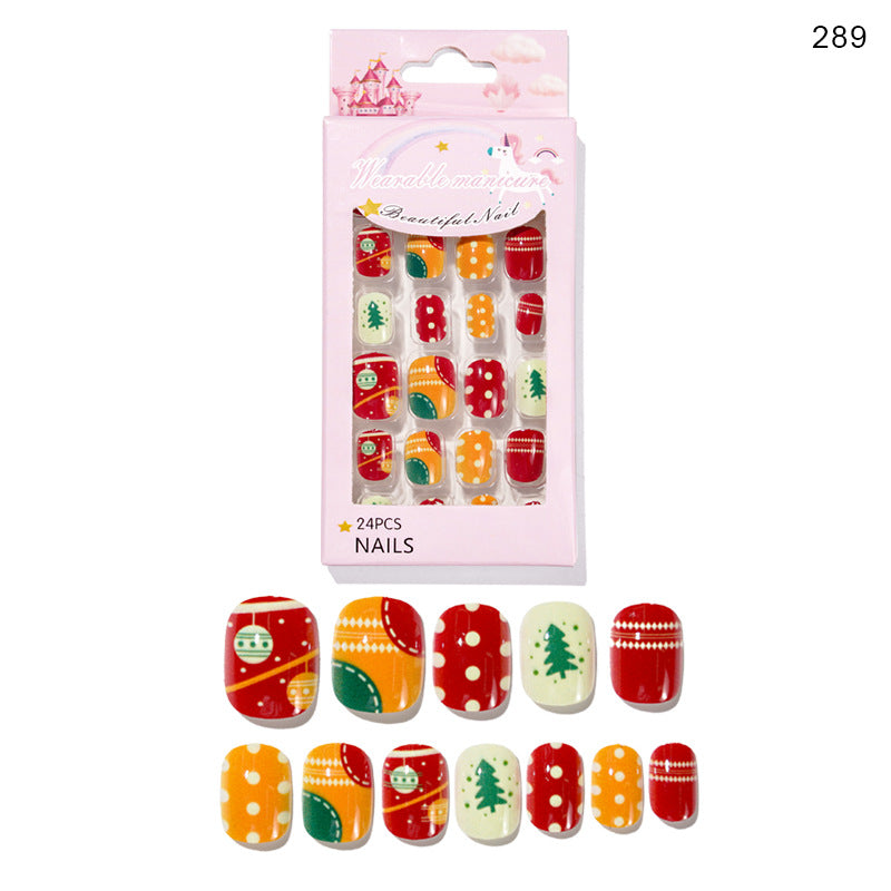 Christmas Cute Children Nails 24 Pieces Wearable - WOMONA.COM