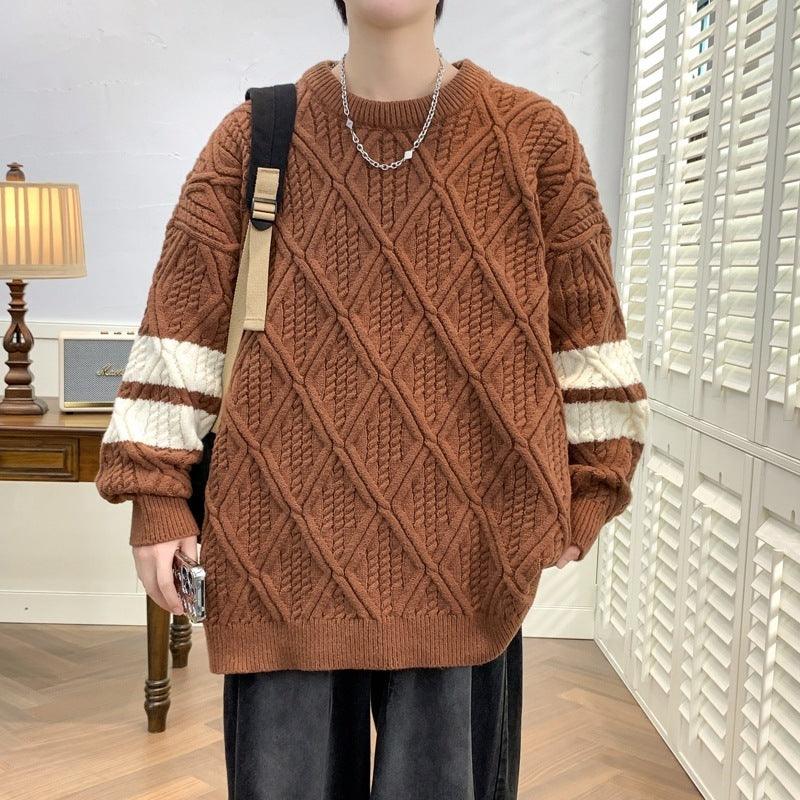 Men's Round Neck Brocade Sweater Autumn And Winter - WOMONA.COM
