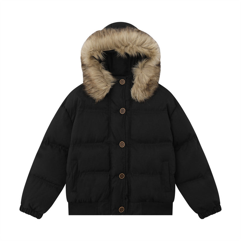 Fur Collar Hood Cotton Clothes Male