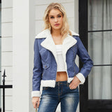 Fleece Leather Jacket Female