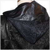 Black Stand Collar Leather Punk Gothic Cape Coat - WOMONA.COM