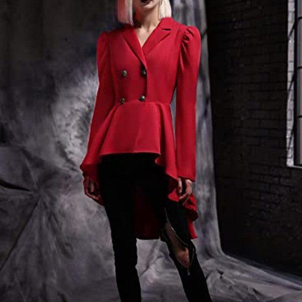 Waist-tight Pure Color Split Single-breasted Casual Jacket - WOMONA.COM