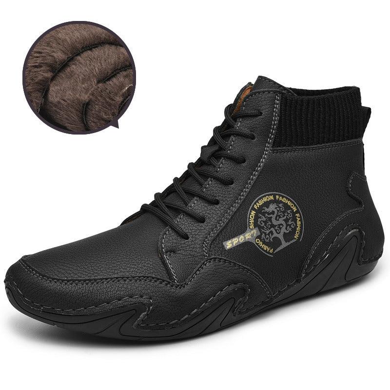 Men Ankle Boots High Top High Quality Flats Shoes - WOMONA.COM