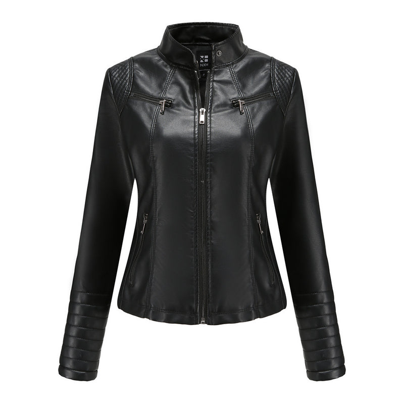 Women's Leather Thin Short Chic Women's Jacket - WOMONA.COM