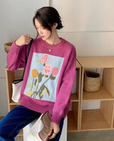 Women's Loose Soft Milk Knitted Jacquard Sweater - WOMONA.COM