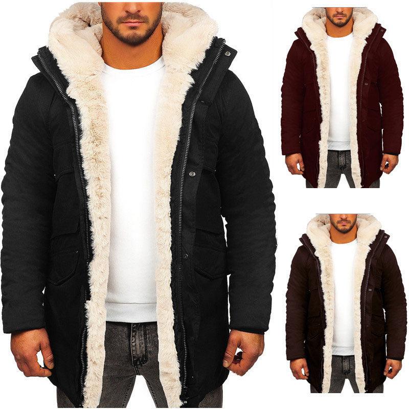 Men's Faux Fur Hooded Thick Padded Jacket