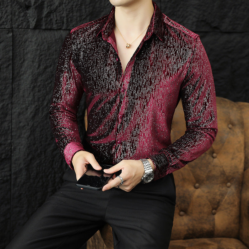 Fashion Personality Slim Fit Glossy Shirt For Men - WOMONA.COM