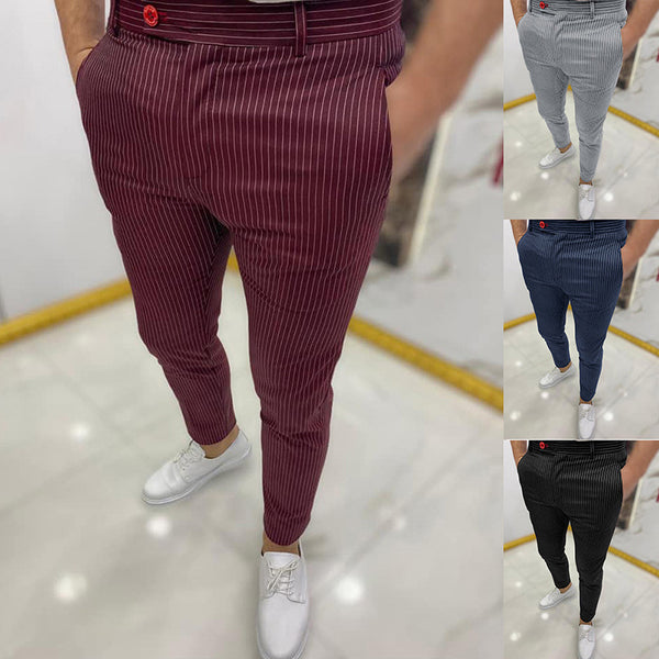 Thin Striped Slim Casual Pants Men - WOMONA.COM