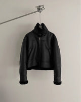 Loose Suede Lambswool Leather Jacket