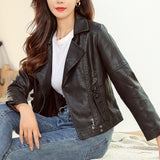 New Fashion Simple Trendy Short Leather Jacket Women - WOMONA.COM