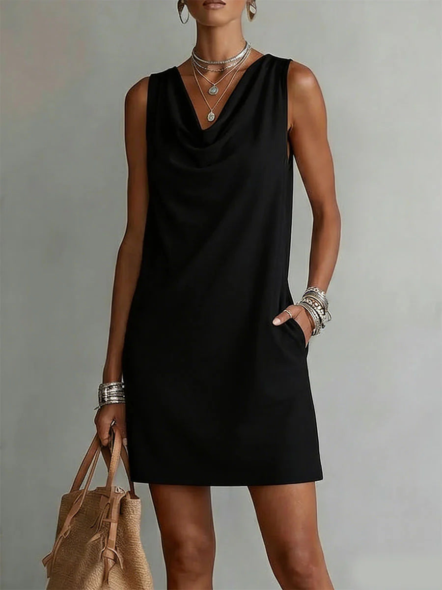 Women's draped-neck sleeveless dress – product image 2