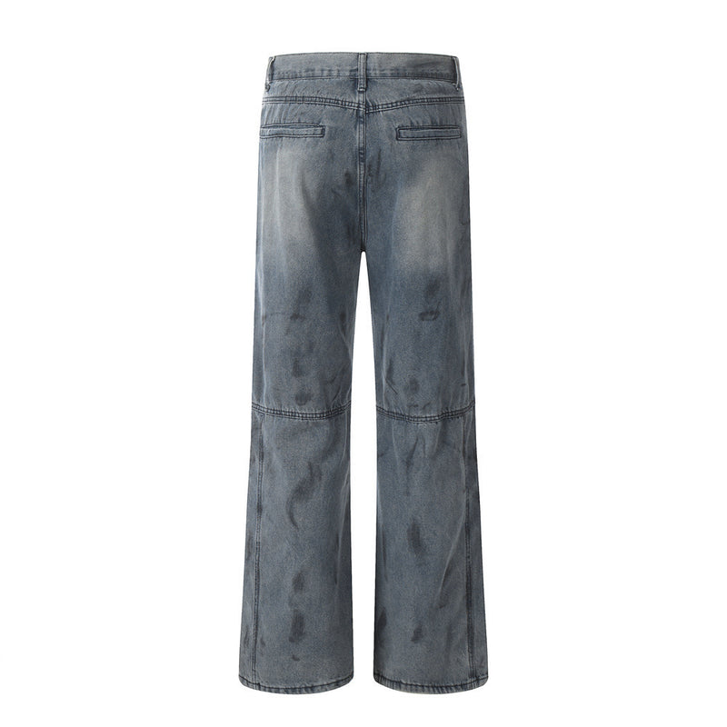 Fashion Painting Splash Ink Pressure Line Jeans Men - WOMONA.COM