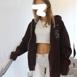 Brown Zip Sweatshirt Jacket Clothes Hoodie - WOMONA.COM